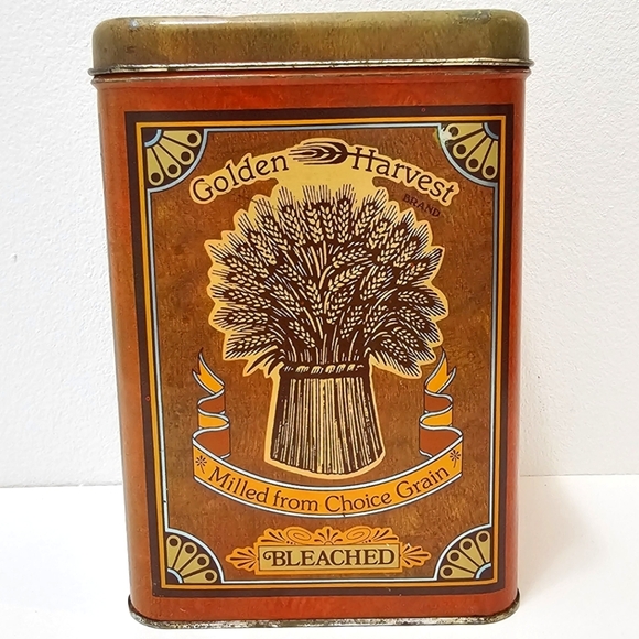 Vintage Golden Harvest Bleached Flour Tin Canister with Lid - Picture 16 of 16